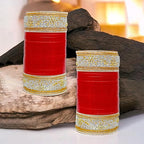 Tehzeeb Creations Bridal Bangle Set Red Color Chuda Dulhan Punjabi Choora Wedding Chura For Women | Grocsy