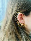 NVR Women Ethnic Gold-Polished Brass Leaf Style Ear Cuff | Grocsy