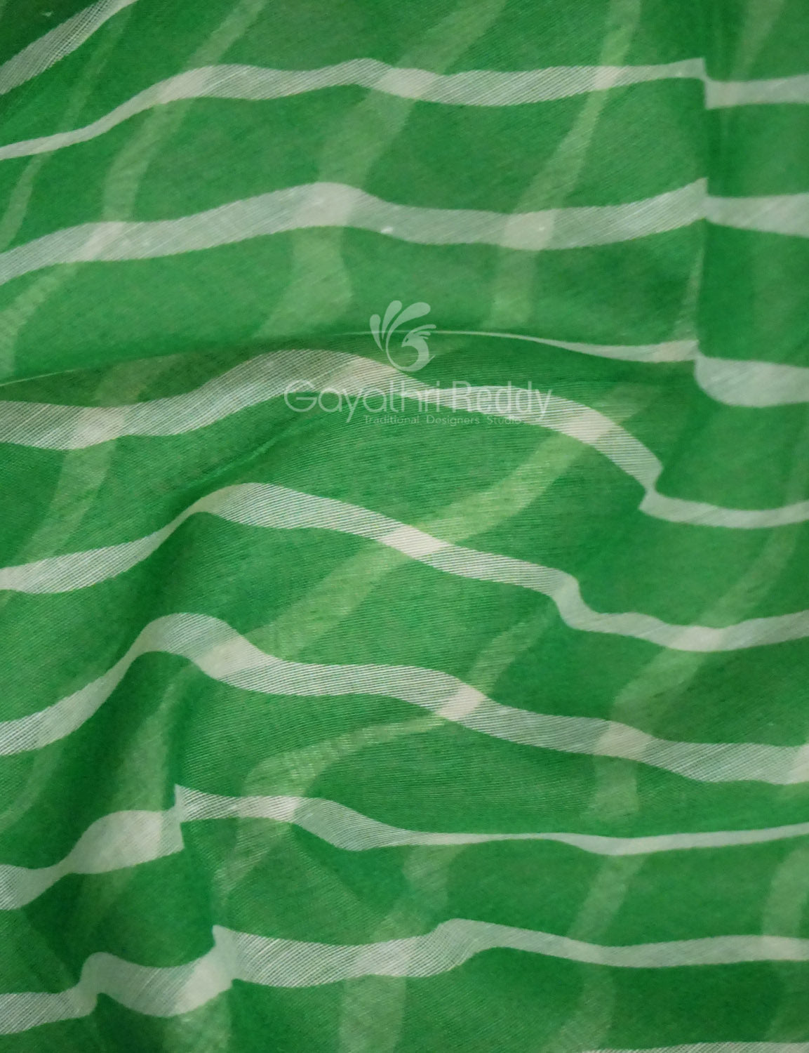 Shades of Parrot Green Leheriya Print Semi Chanderi Saree By Gayathri Reddy Designer Studio | Grocsy