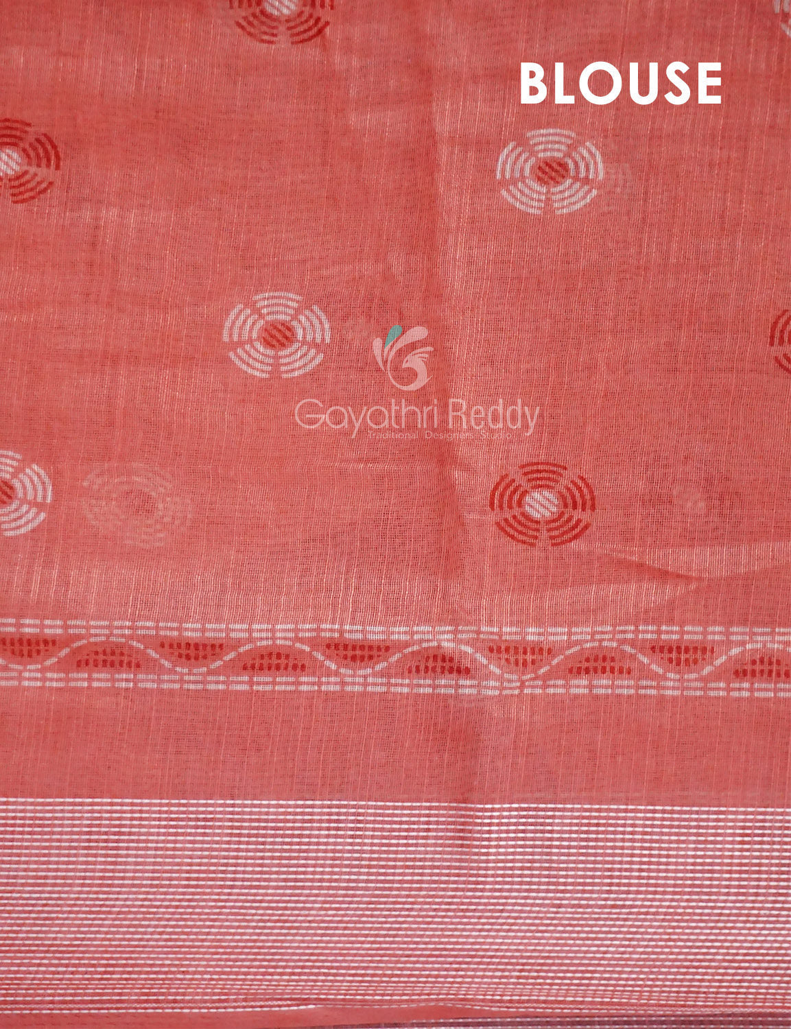 Mix of Peach and Orange Block Printed Semi Chanderi Saree By Gayathri Reddy Designer Studio | Grocsy