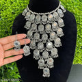Tehzeeb Creations Women's Anarkali Design Oxidised Necklace With Mirror | Grocsy