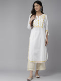 ADA Ethnic Motifs Embroidered Chikankari Cotton Kurta | Grocsy
