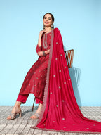 Sangria Floral Kurta with Trousers & Dupatta | Grocsy