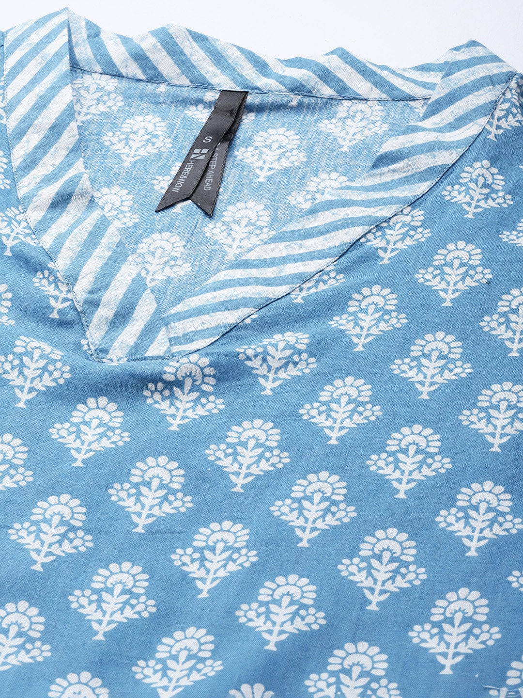 HERE&NOW Women Ethnic Motifs Printed Pure Cotton Kurta with Palazzos | Grocsy