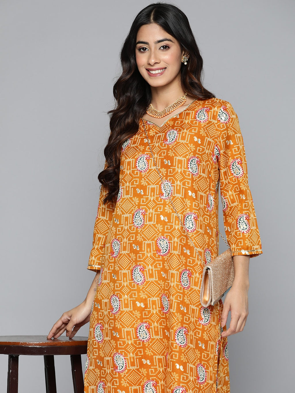 HERE&NOW Floral Printed Regular Kurta with Palazzos | Grocsy