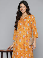 HERE&NOW Floral Printed Regular Kurta with Palazzos | Grocsy