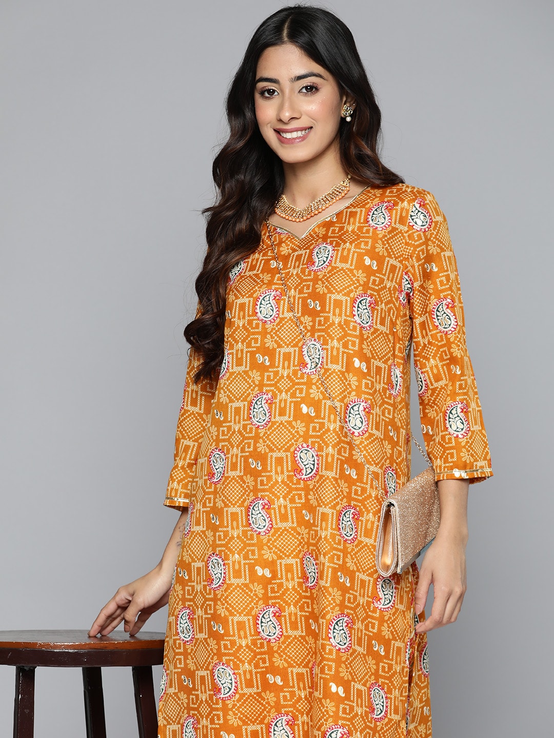 HERE&NOW Floral Printed Regular Kurta with Palazzos | Grocsy