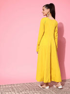 Ahalyaa Women's Traditional wear Ethnic Dress - Mustard | Grocsy