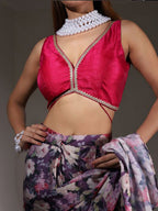 Tikhi Imli Floral Printed Satin Saree | Grocsy