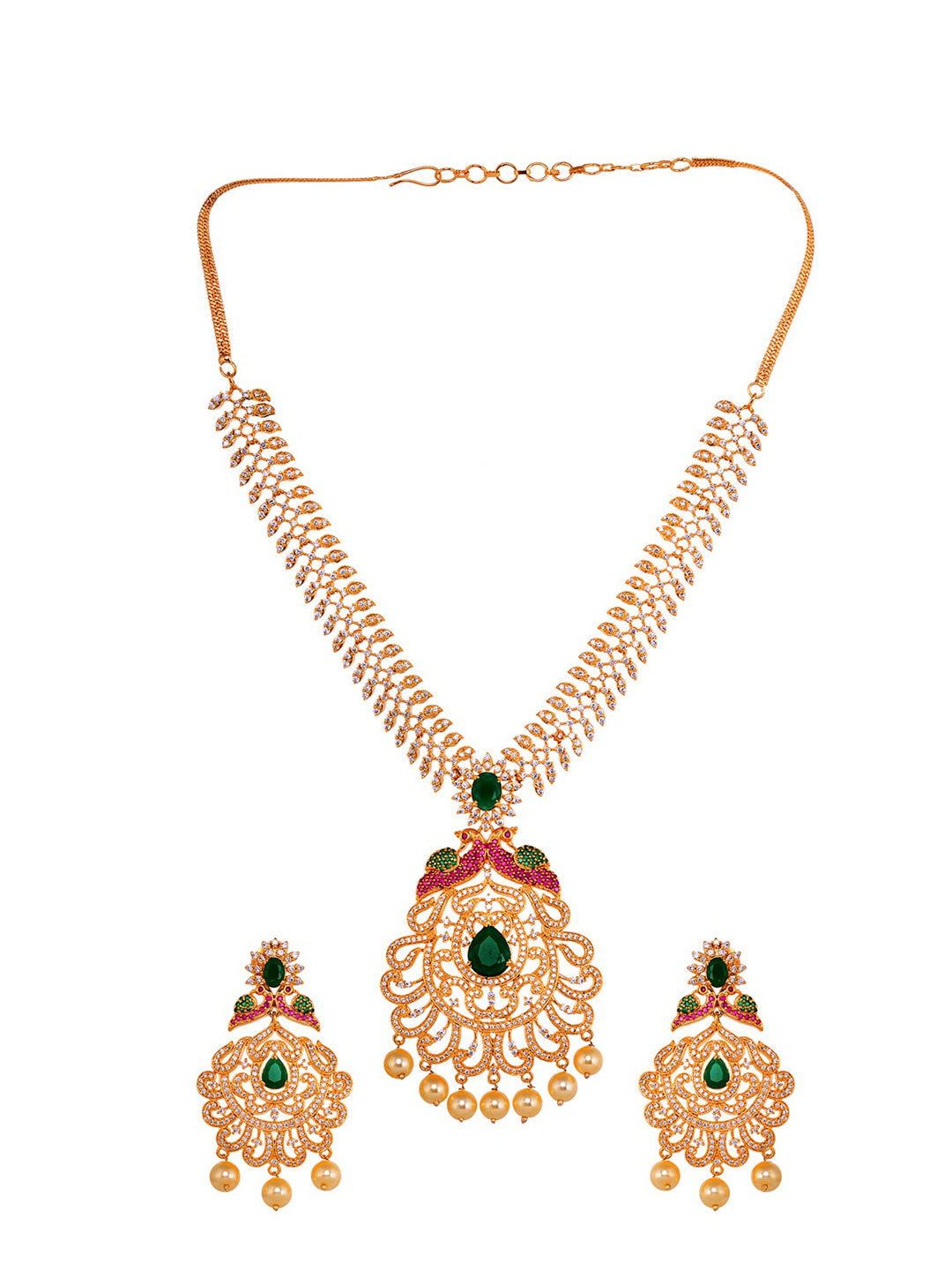 Saraf RS Jewellery Women Gold and Green Gold-Polished Jewellery Set | Grocsy