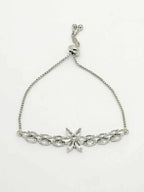 NVR Women Silver-Plated Handcrafted American Diamond Link Bracelet
