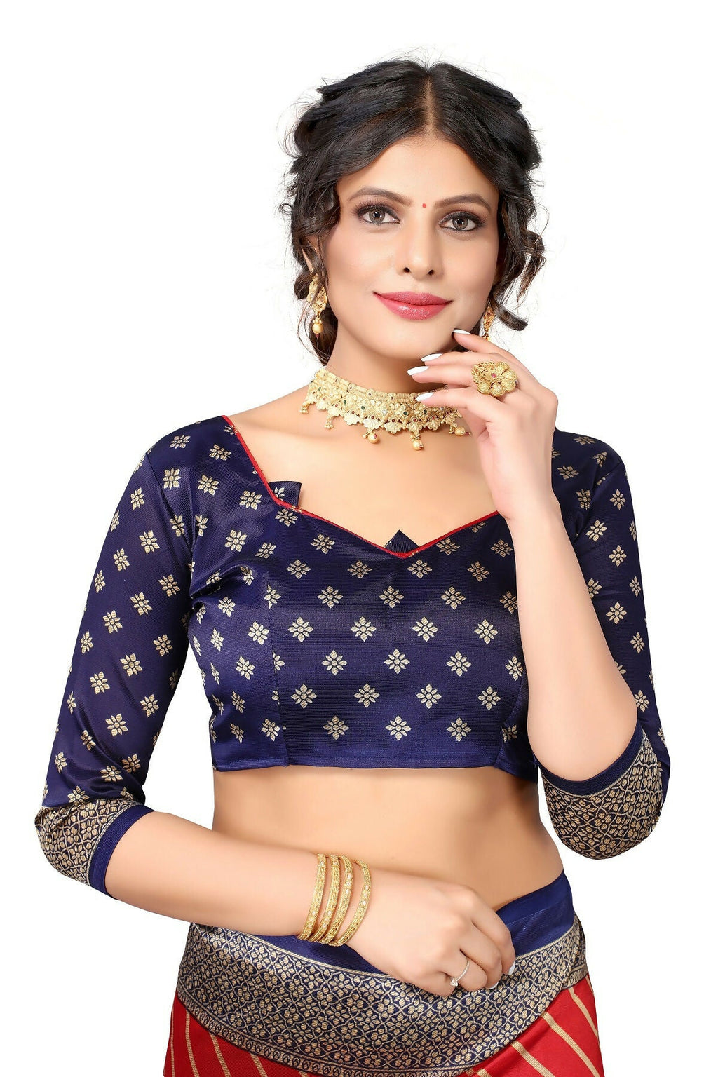 Vamika Red Printed Art Silk Saree | Grocsy