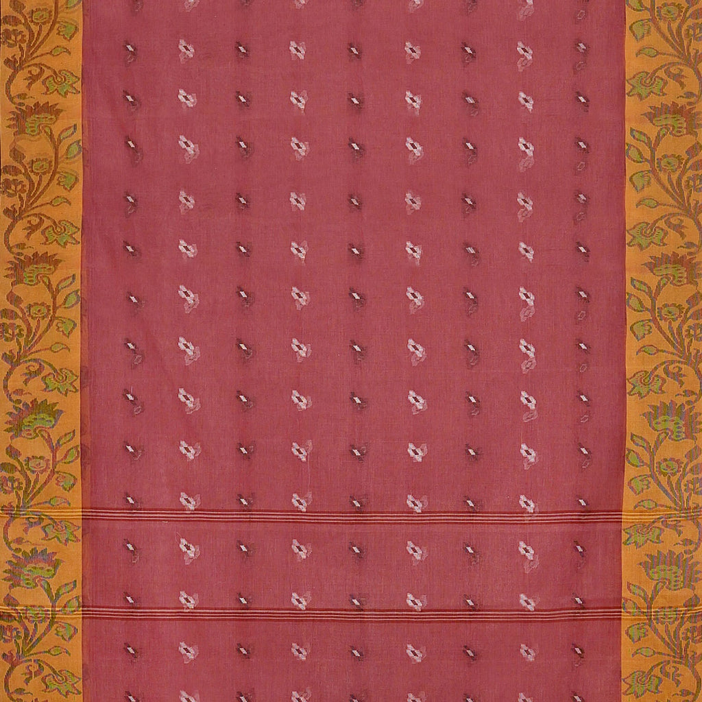 Exclusive Collection 100% Pure Cotton Mauve Tant Saree With Hand Weaving Work | Grocsy