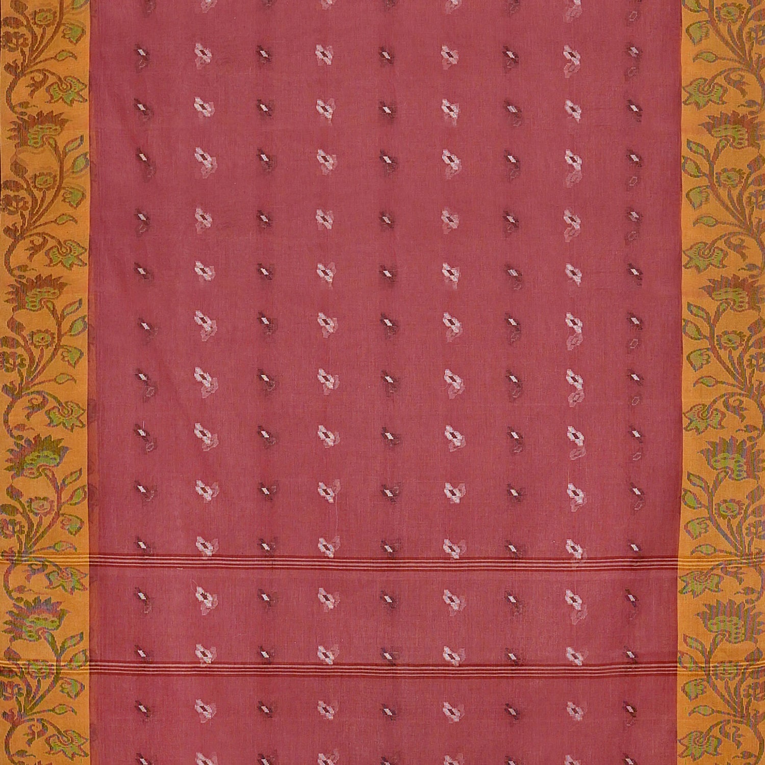 Exclusive Collection 100% Pure Cotton Mauve Tant Saree With Hand Weaving Work | Grocsy