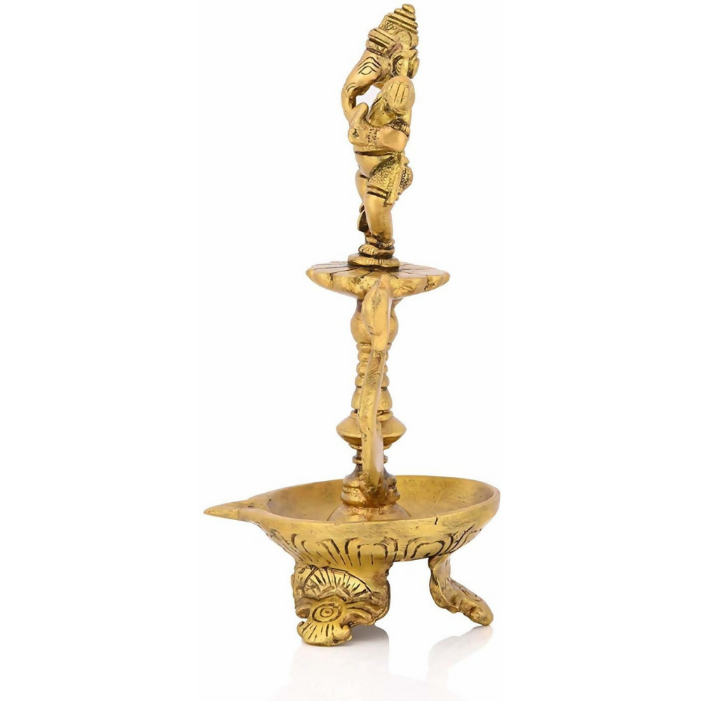 CraftVatika Brass Ganesha Diya Oil Lamp Statue | Grocsy