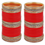 Tehzeeb Creations Bridal Bangle Set Wedding punjabi chuda Designer chura, Red Acrylic Choora Set for Women | Grocsy
