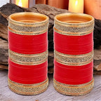 Tehzeeb Creations Bridal Bangle Set Wedding punjabi chuda Designer chura, Red Acrylic Choora Set for Women | Grocsy