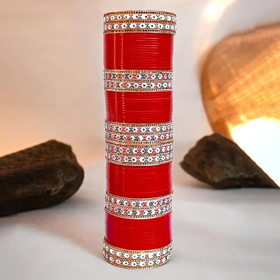 Tehzeeb Creations Bridal Bangle Set Red Designer Chura Wedding Punjabi Choora Fashion Jewellery Chuda Set | Grocsy
