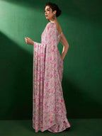 Sangria Floral Embellished Satin Saree | Grocsy
