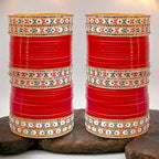 Tehzeeb Creations Bridal Bangle Set Red Designer Chura Wedding Punjabi Choora Fashion Jewellery Chuda Set | Grocsy