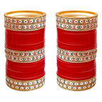 Tehzeeb Creations Bridal Bangle Set Red Designer Chura Wedding Punjabi Choora Fashion Jewellery Chuda Set | Grocsy