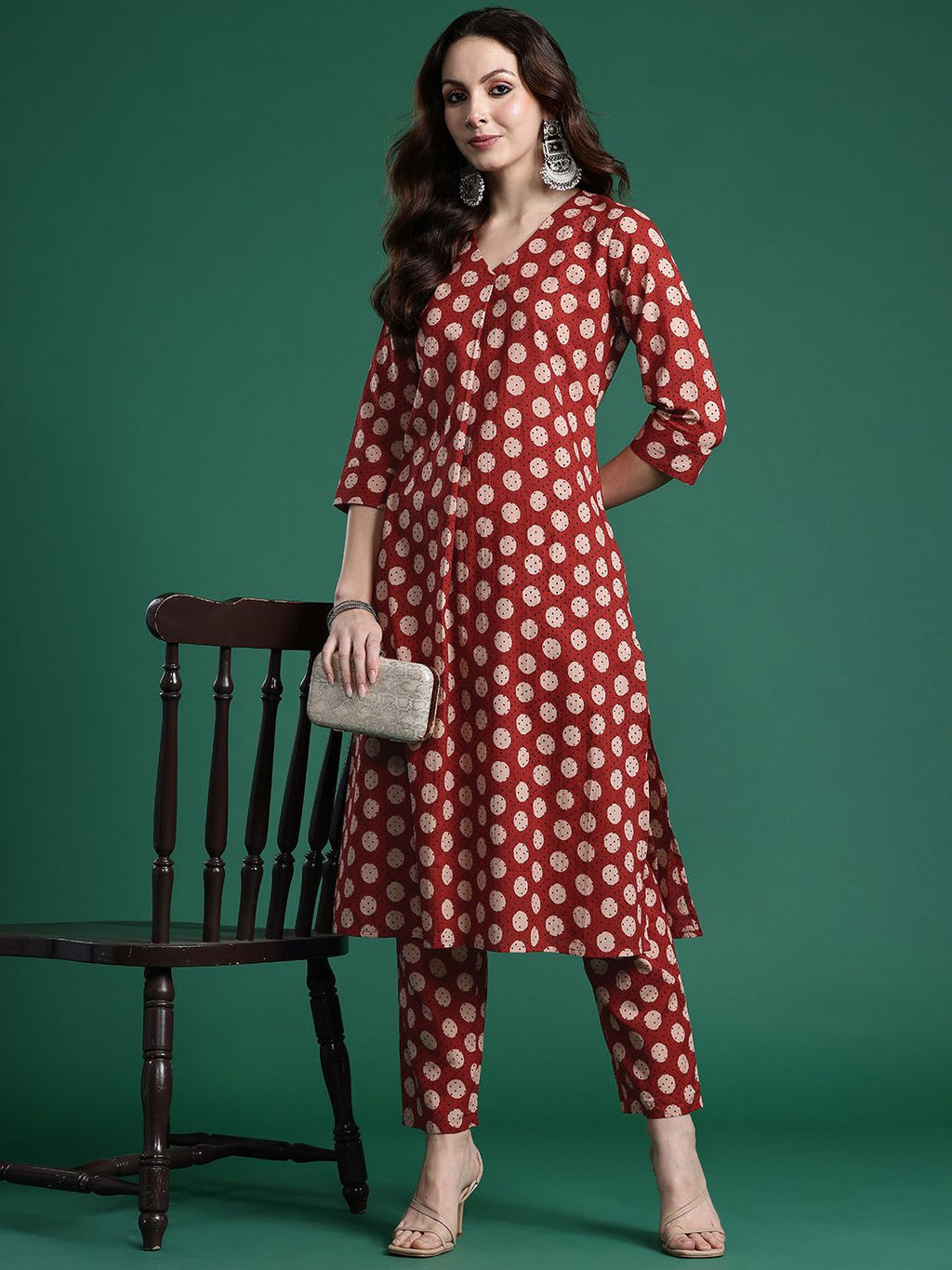 Indo Era Women Printed Pleated Pure Cotton Kurta with Trousers | Grocsy