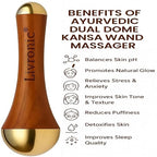 Livronic Face Acupoint Kansa Wand Massager with Teak Wood Handle for Detoxification and Deep Relaxation Natural Kansa 2 in 1 Bronze | Grocsy