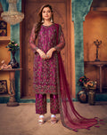 Monjolika Fashion Purple Color Trendy Designer Net Pakistani Salwar Kameez | Grocsy
