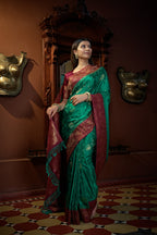 Vardha Indigo Blue Golden Zari Banarasi Satin Silk Saree | Grocsy