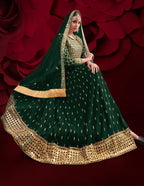 Monjolika Fashion Dark Green Color Georgette Festival Anarkali Salwar Suit | Grocsy