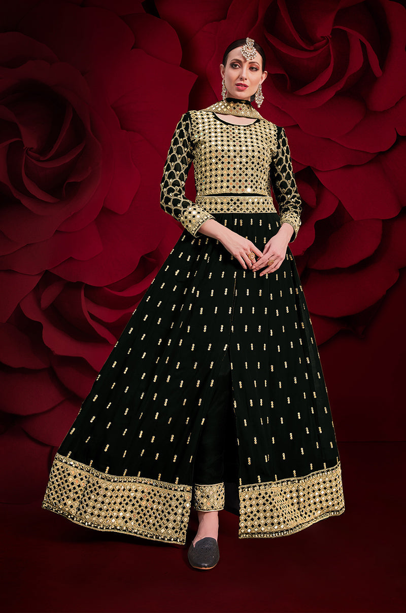 Monjolika Fashion Black Color Georgette Festival Anarkali Salwar Suit | Grocsy