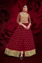 Monjolika Fashion Red Color Georgette Festival Anarkali Salwar Suit | Grocsy