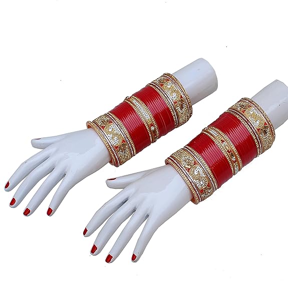 Tehzeeb Creations Bangle Set for Women (Red) | Grocsy