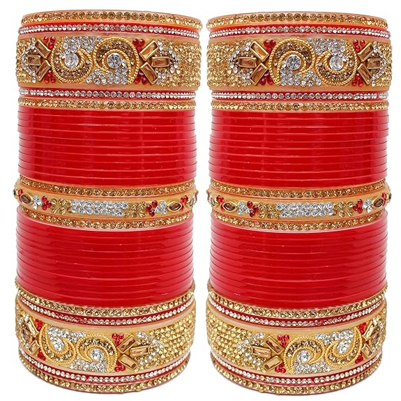 Tehzeeb Creations Bangle Set for Women (Red) | Grocsy