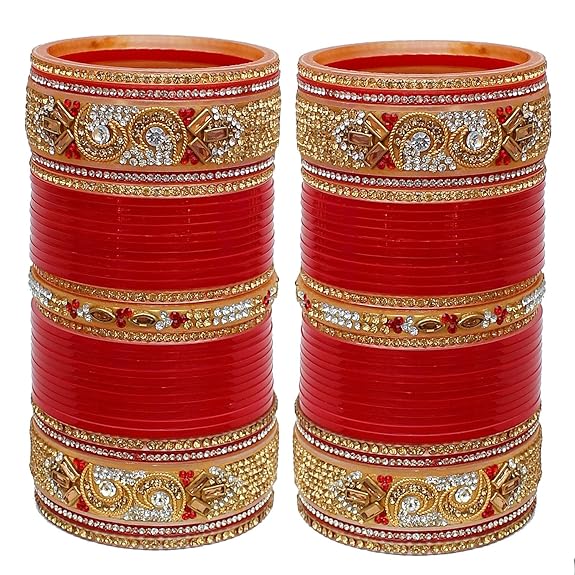 Tehzeeb Creations Bangle Set for Women (Red) | Grocsy