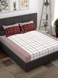 Story@home Maroon & White Geometric 152 TC Queen Bedsheet with 2 Pillow Covers | Grocsy