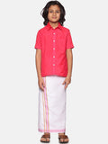 Sethukrishna Boys Pink & White Shirt with Dhoti | Grocsy