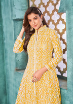 Monjolika Fashion Yellow Color Net Designer Floor Length Suit | Grocsy
