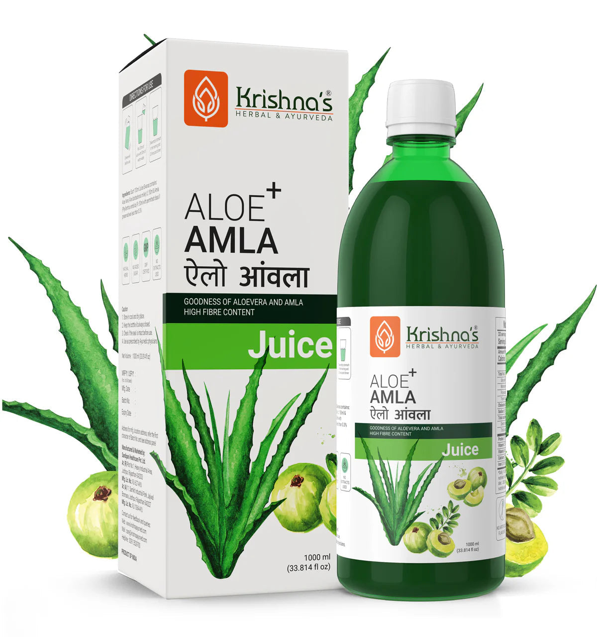 Krishna's Herbal & Ayurveda Aloe+ Amla Juice | Grocsy