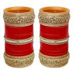 Tehzeeb Creations Bridal Bangle Set Red Designer Chura Punjabi Choora Fashion Jewellery Chuda Set | Grocsy