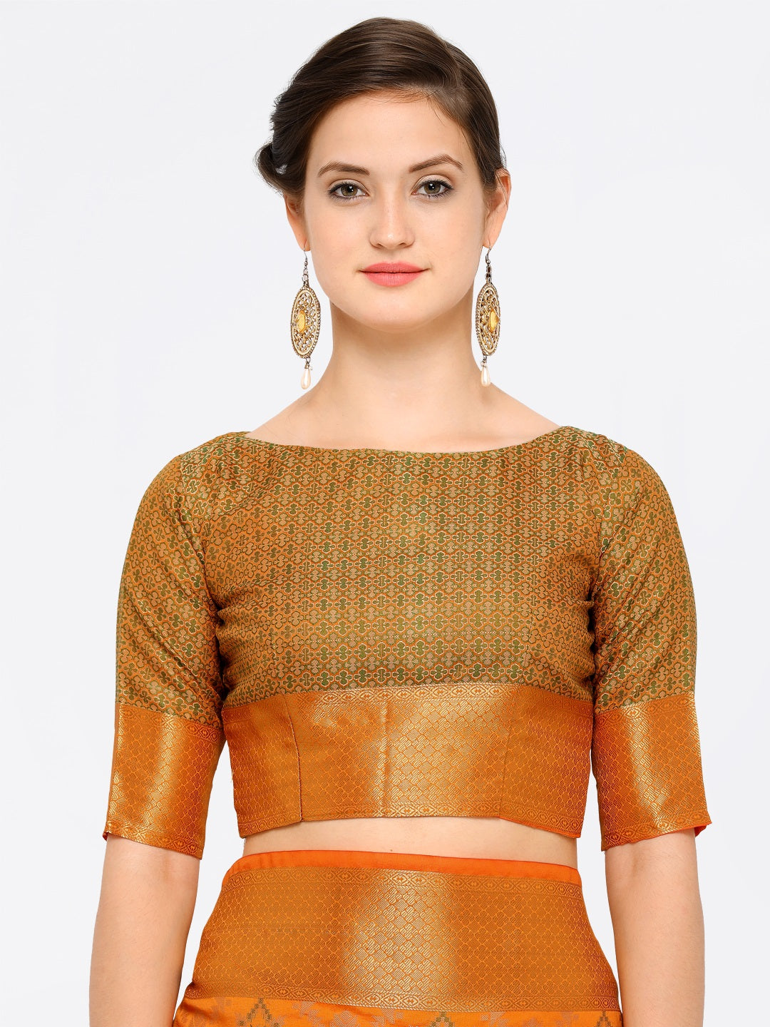 Saree Mall Yellow Silk Blend Patola Print Kanjeevaram Saree with Unstitched Blouse | Grocsy