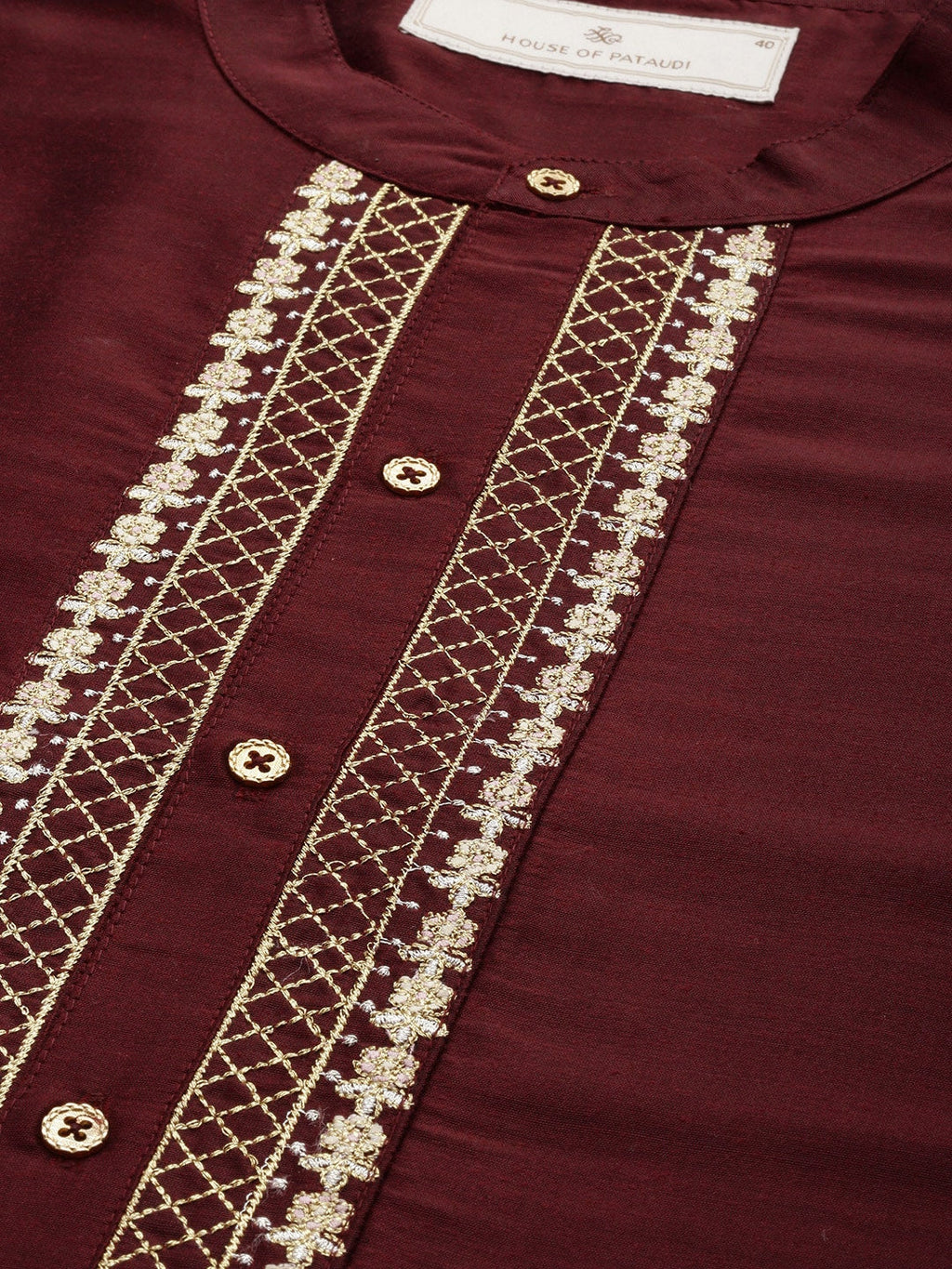House of Pataudi Men Embroidered Jashn Kurta | Grocsy
