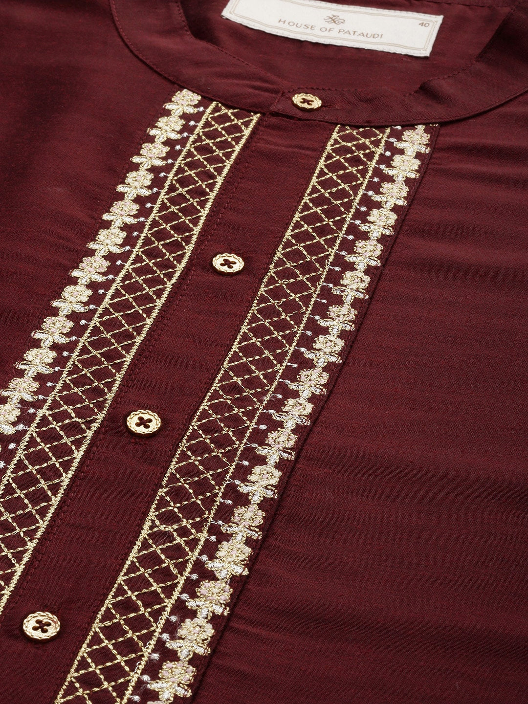 House of Pataudi Men Embroidered Jashn Kurta | Grocsy