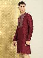 House of Pataudi Men Yoke Design Long Sleeves Jashn Kurta | Grocsy