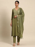 All About You Ethnic Motifs Yoke Design Regular Kurta with Trousers & With Dupatta | Grocsy