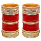 Tehzeeb Creations Bridal Bangle Set Red Designer Chura Wedding Punjabi Choora Fashion Jewellery Chuda Set for Women | Grocsy