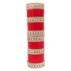 Tehzeeb Creations Bridal Bangle Set Chura Red White Kundan & Golden Stone Choora Wedding Punjabi Chuda for Women | Grocsy