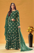 Monjolika Fashion Green Embroidered Palazzo Salwar Suit | Grocsy