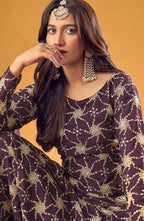 Monjolika Fashion Purple Embroidered Palazzo Salwar Suit | Grocsy