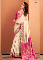 Anaita Beige Silk Zari Weaving With Classic Patola Saree With Blouse | Grocsy